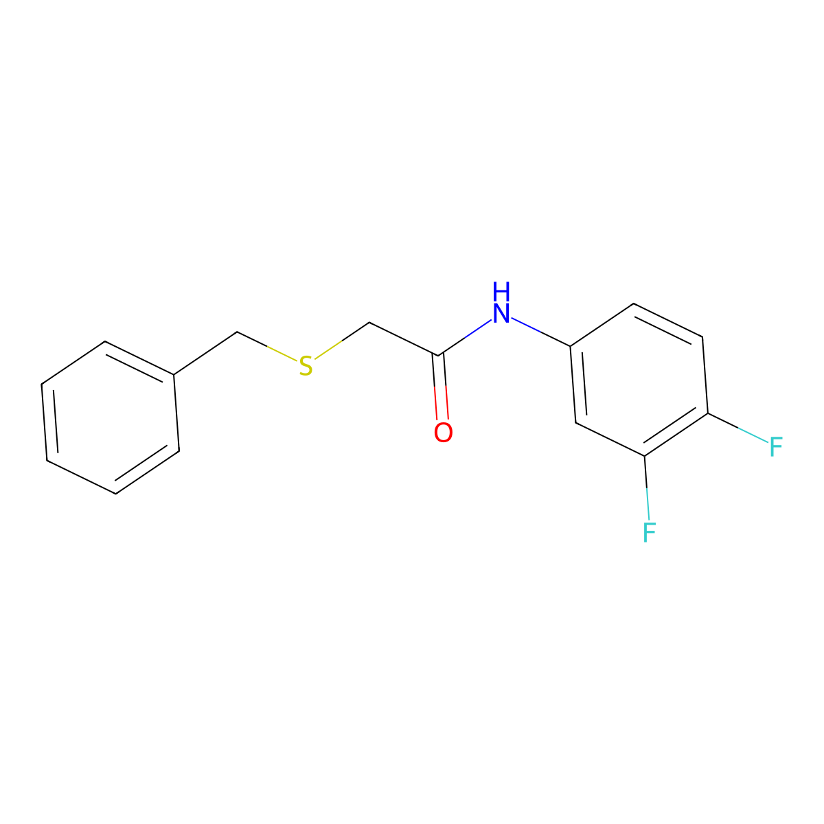 2-(benzylsulfanyl)-N-(3,4-difluorophenyl)acetamide molecular structure, CAS 599159-57-6