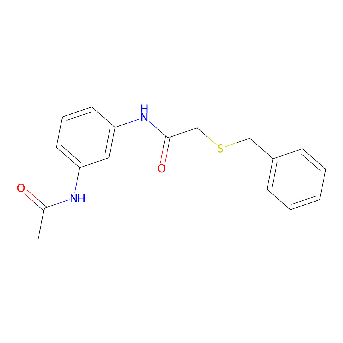 N-[3-(acetylamino)phenyl]-2-(benzylsulfanyl)acetamide molecular structure, CAS 599159-70-3