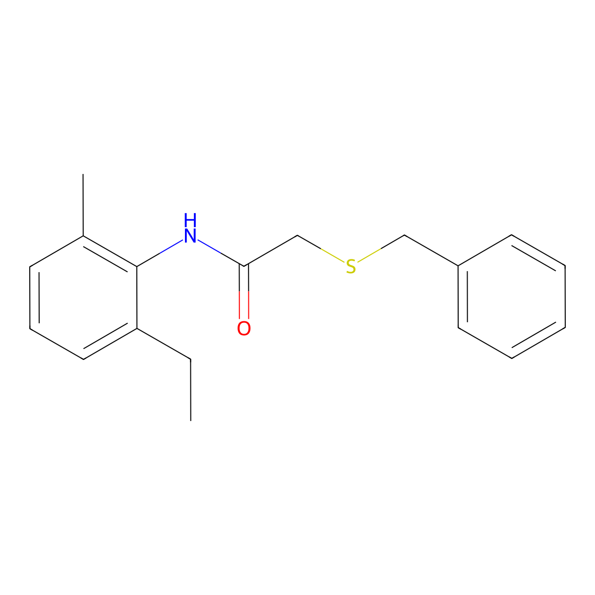 2-benzylsulfanyl-N-(2-ethyl-6-methylphenyl)acetamide molecular structure, CAS 599159-78-1