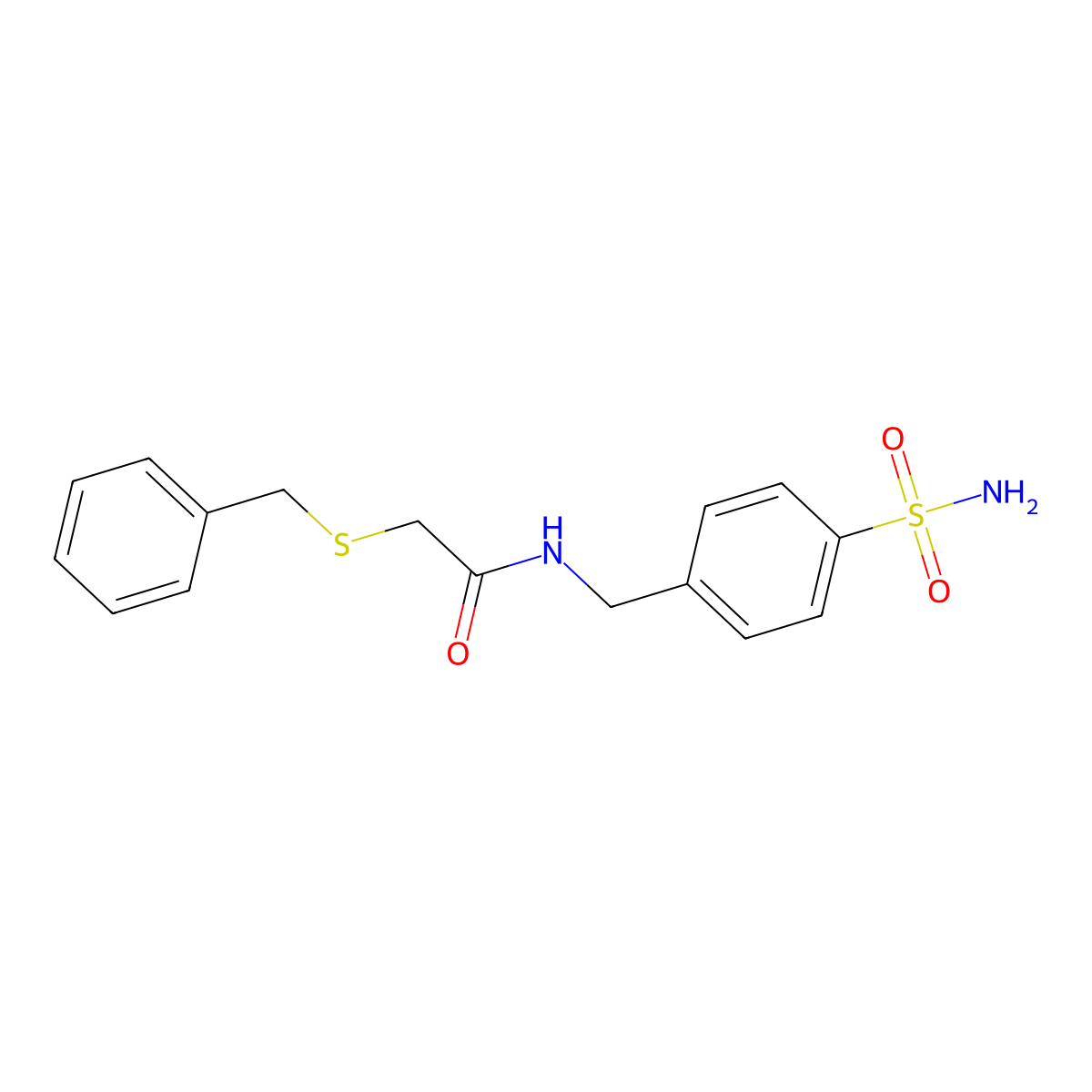 2-benzylsulfanyl-N-[(4-sulfamoylphenyl)methyl]acetamide molecular structure, CAS 599159-94-1