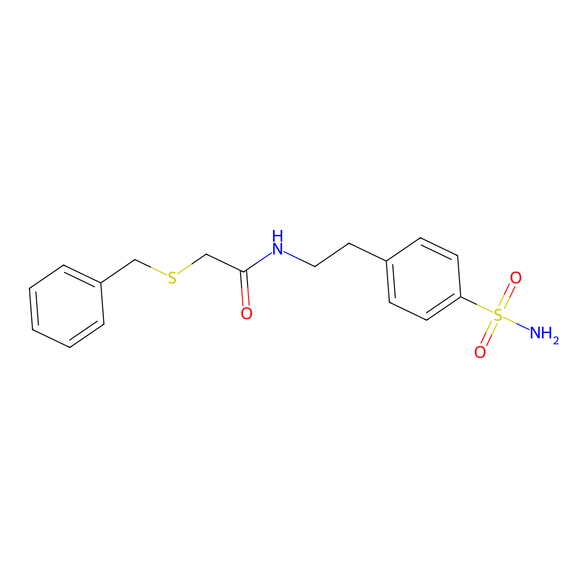 2-benzylsulfanyl-N-[2-(4-sulfamoylphenyl)ethyl]acetamide molecular structure, CAS 599160-02-8