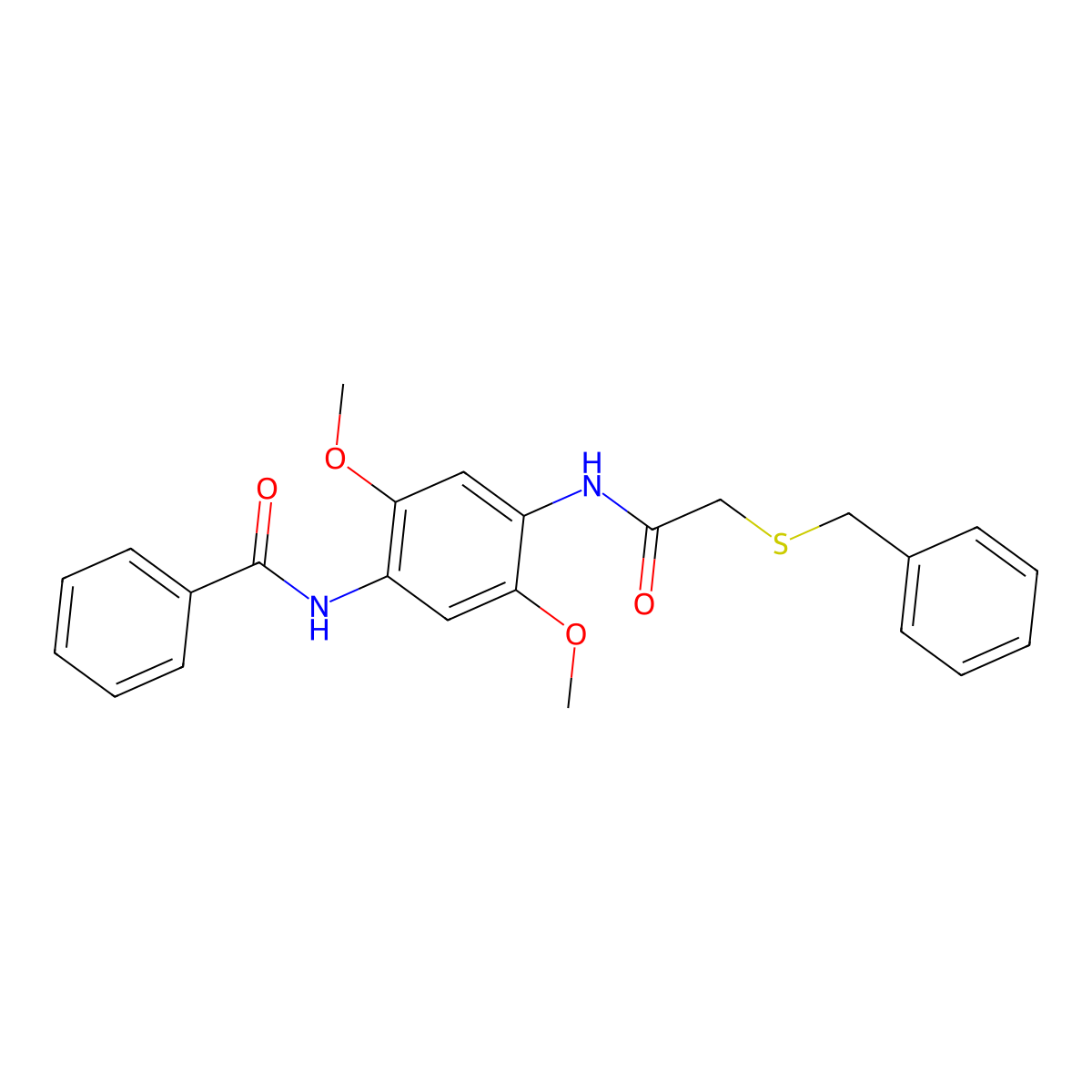 N-[4-[(2-benzylsulfanylacetyl)amino]-2,5-dimethoxyphenyl]benzamide molecular structure, CAS 599160-16-4