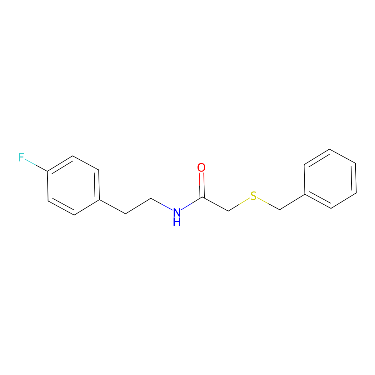 2-(benzylsulfanyl)-N-[2-(4-fluorophenyl)ethyl]acetamide molecular structure, CAS 599160-29-9