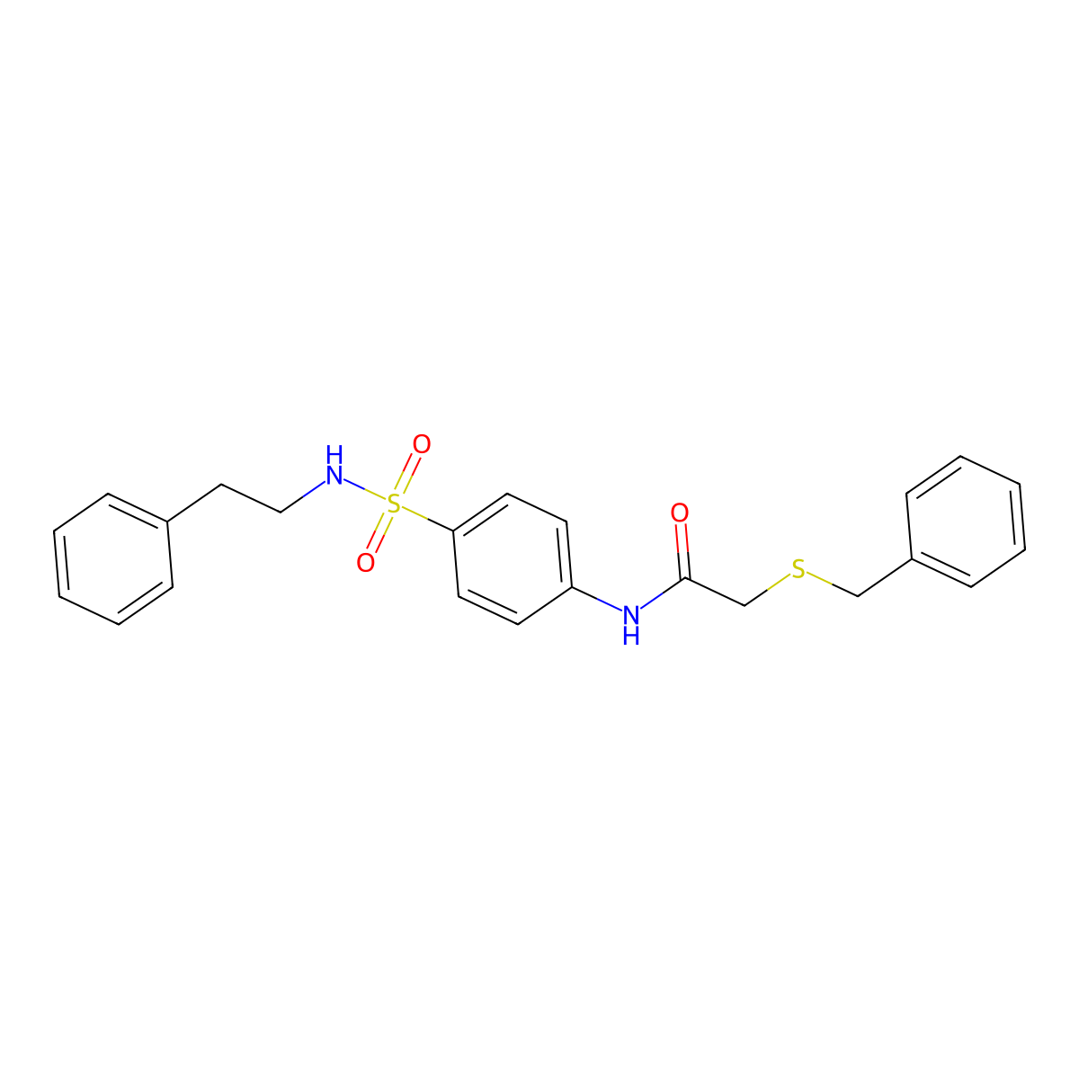 2-(benzylsulfanyl)-N-{4-[(2-phenylethyl)sulfamoyl]phenyl}acetamide molecular structure, CAS 599160-50-6