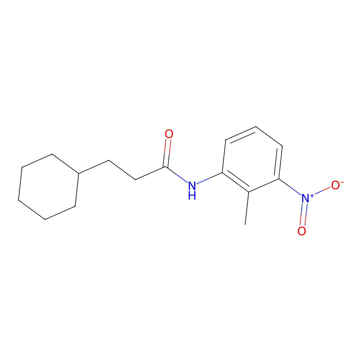 3-cyclohexyl-N-(2-methyl-3-nitrophenyl)propanamide molecular structure, CAS 599161-23-6