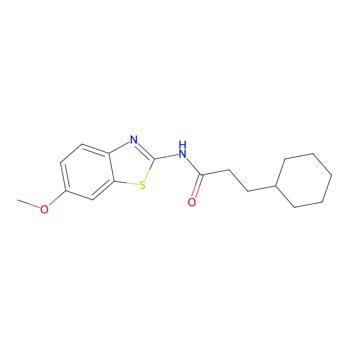 3-cyclohexyl-N-(6-methoxy-1,3-benzothiazol-2-yl)propanamide molecular structure, CAS 599161-25-8