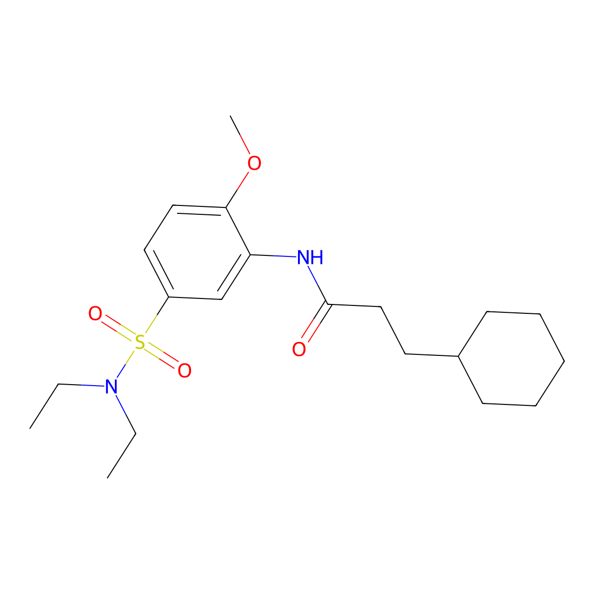 3-cyclohexyl-N-[5-(diethylsulfamoyl)-2-methoxyphenyl]propanamide molecular structure, CAS 599161-35-0
