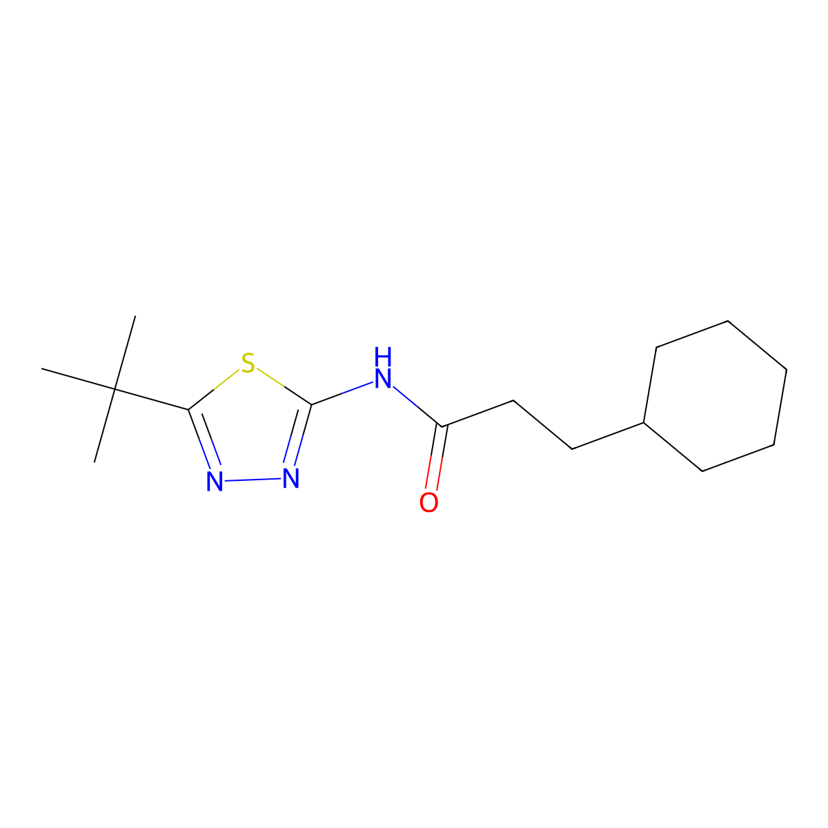 N-(5-tert-butyl-1,3,4-thiadiazol-2-yl)-3-cyclohexylpropanamide molecular structure, CAS 599161-38-3