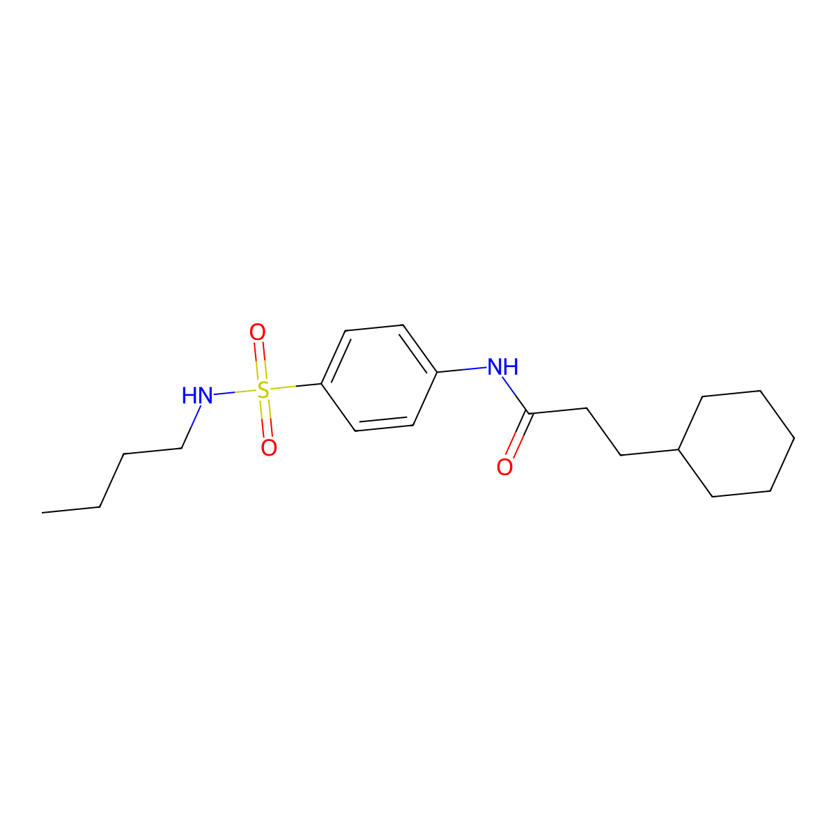 N-[4-(butylsulfamoyl)phenyl]-3-cyclohexylpropanamide molecular structure, CAS 599161-54-3