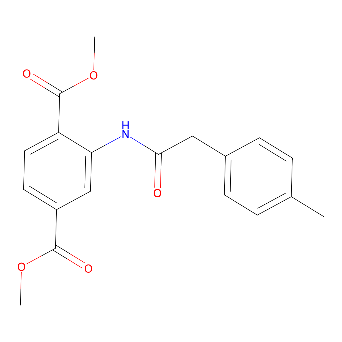Dimethyl 2-{[(4-methylphenyl)acetyl]amino}benzene-1,4-dicarboxylate molecular structure, CAS 599161-63-4