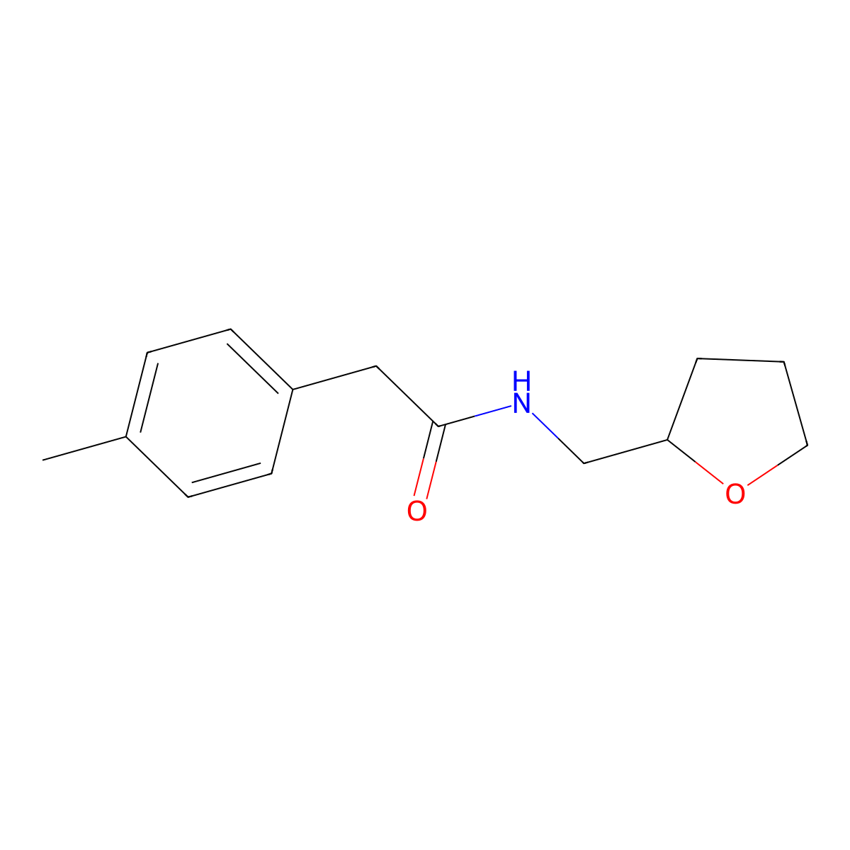 2-(4-methylphenyl)-N-(oxolan-2-ylmethyl)acetamide molecular structure, CAS 599161-73-6