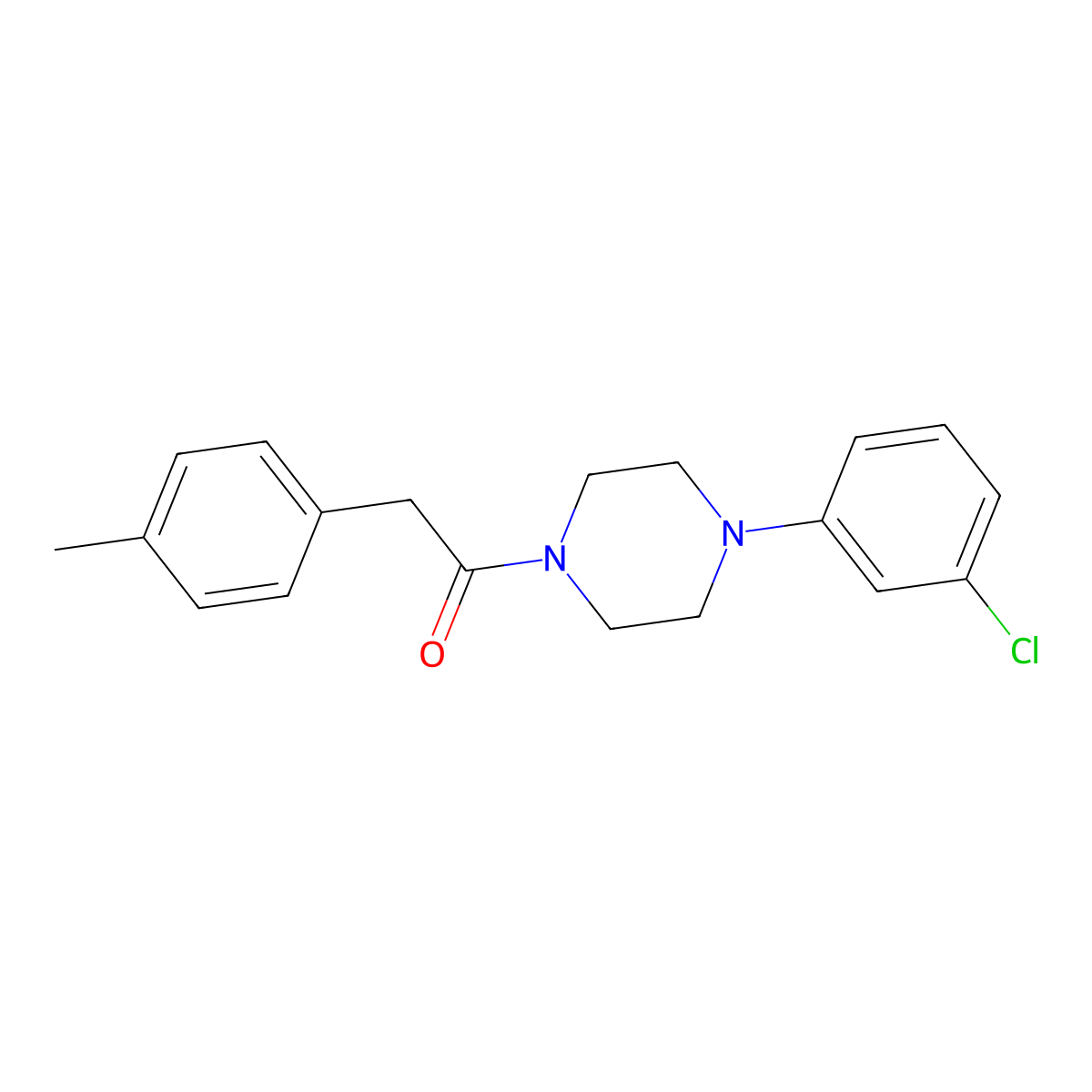 1-[4-(3-Chlorophenyl)piperazin-1-yl]-2-(4-methylphenyl)ethanone molecular structure, CAS 599161-74-7