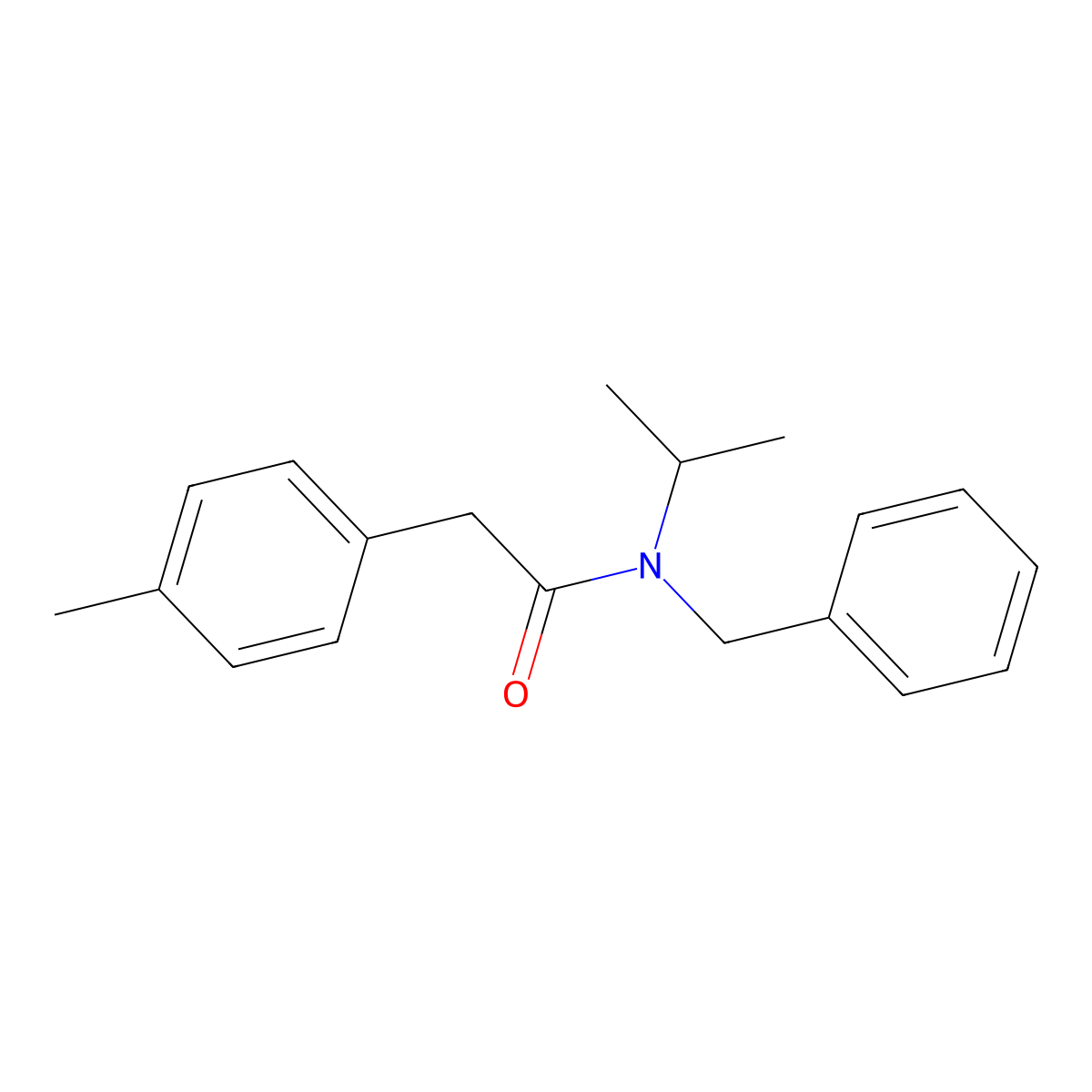 N-benzyl-2-(4-methylphenyl)-N-(propan-2-yl)acetamide molecular structure, CAS 599161-76-9