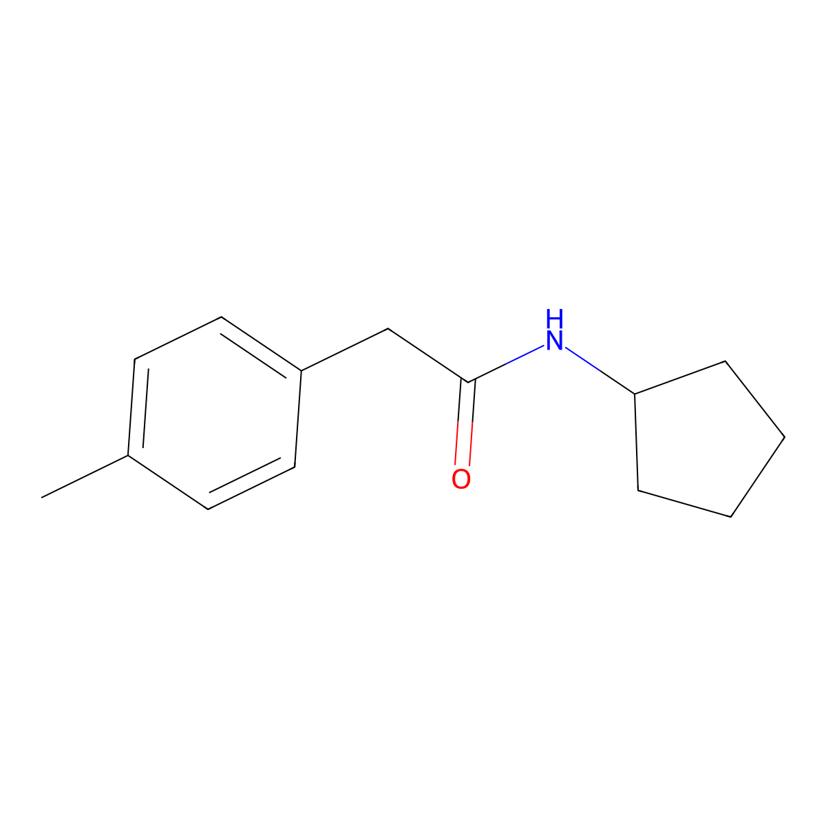 N-cyclopentyl-2-(4-methylphenyl)acetamide molecular structure, CAS 599161-80-5