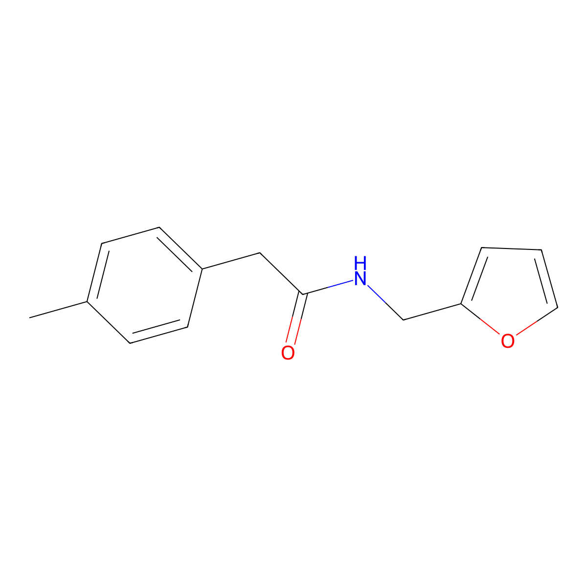 N-(furan-2-ylmethyl)-2-(4-methylphenyl)acetamide molecular structure, CAS 599162-29-5
