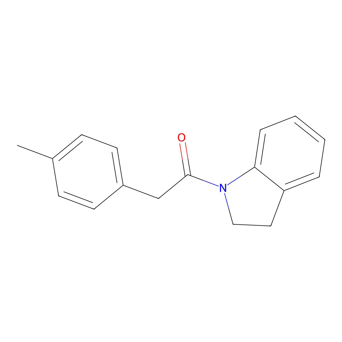 1-(2,3-Dihydroindol-1-yl)-2-(4-methylphenyl)ethanone molecular structure, CAS 599162-34-2