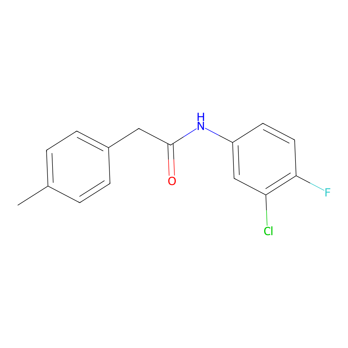 N-(3-chloro-4-fluorophenyl)-2-(4-methylphenyl)acetamide molecular structure, CAS 599162-49-9