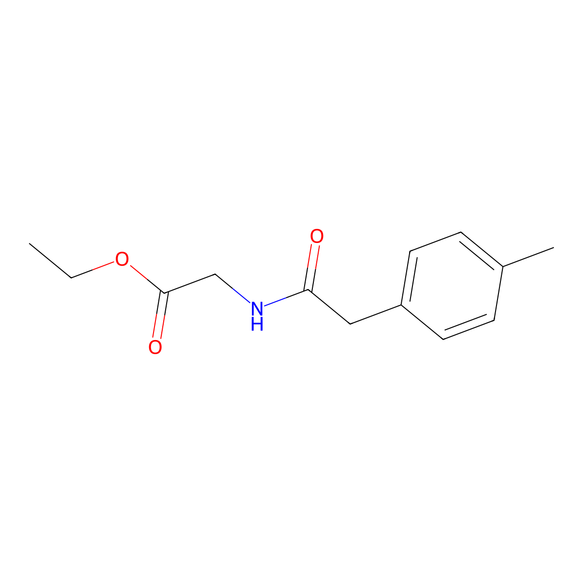 Ethyl 2-[2-(4-methylphenyl)acetylamino]acetate molecular structure, CAS 599162-76-2