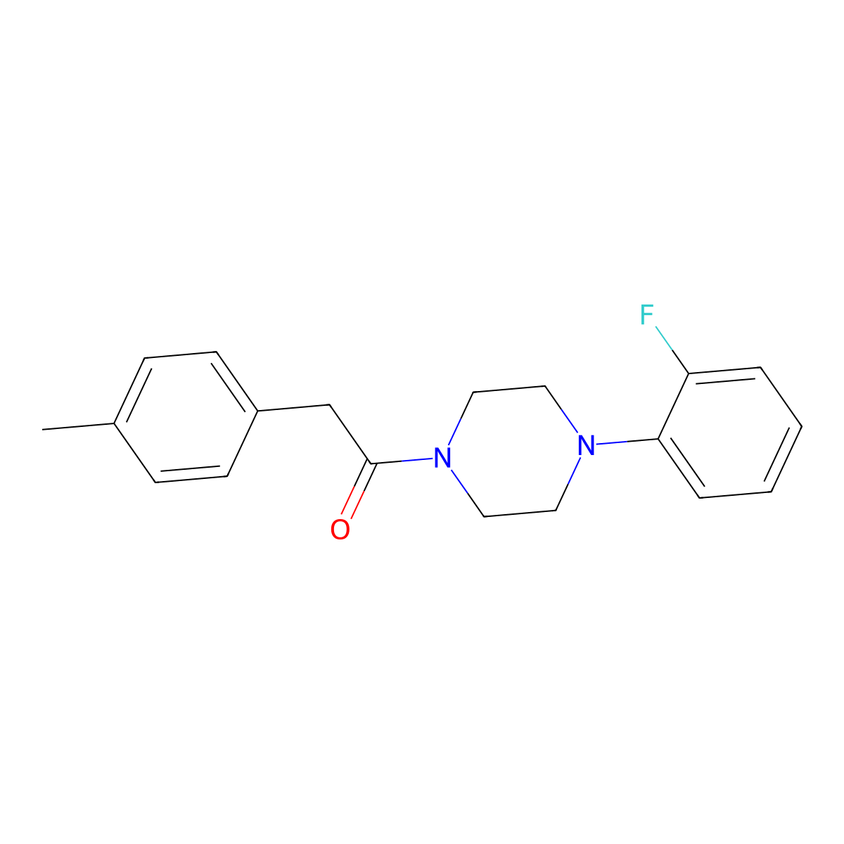 1-[4-(2-Fluorophenyl)piperazin-1-yl]-2-(4-methylphenyl)ethanone molecular structure, CAS 599163-25-4
