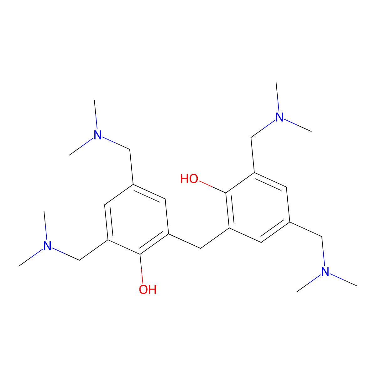 2,2'-Methylenebis(4,6-bis((dimethylamino)methyl)phenol) molecular structure, CAS 59917-57-6