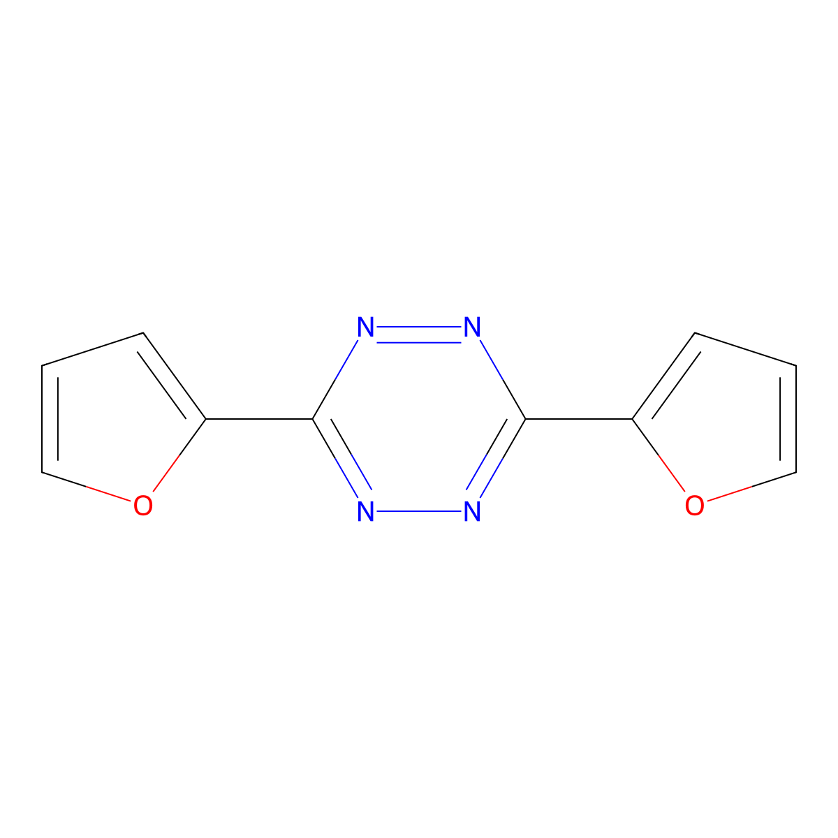 3,6-Bis(furan-2-yl)-1,2,4,5-tetrazine molecular structure, CAS 59918-48-8
