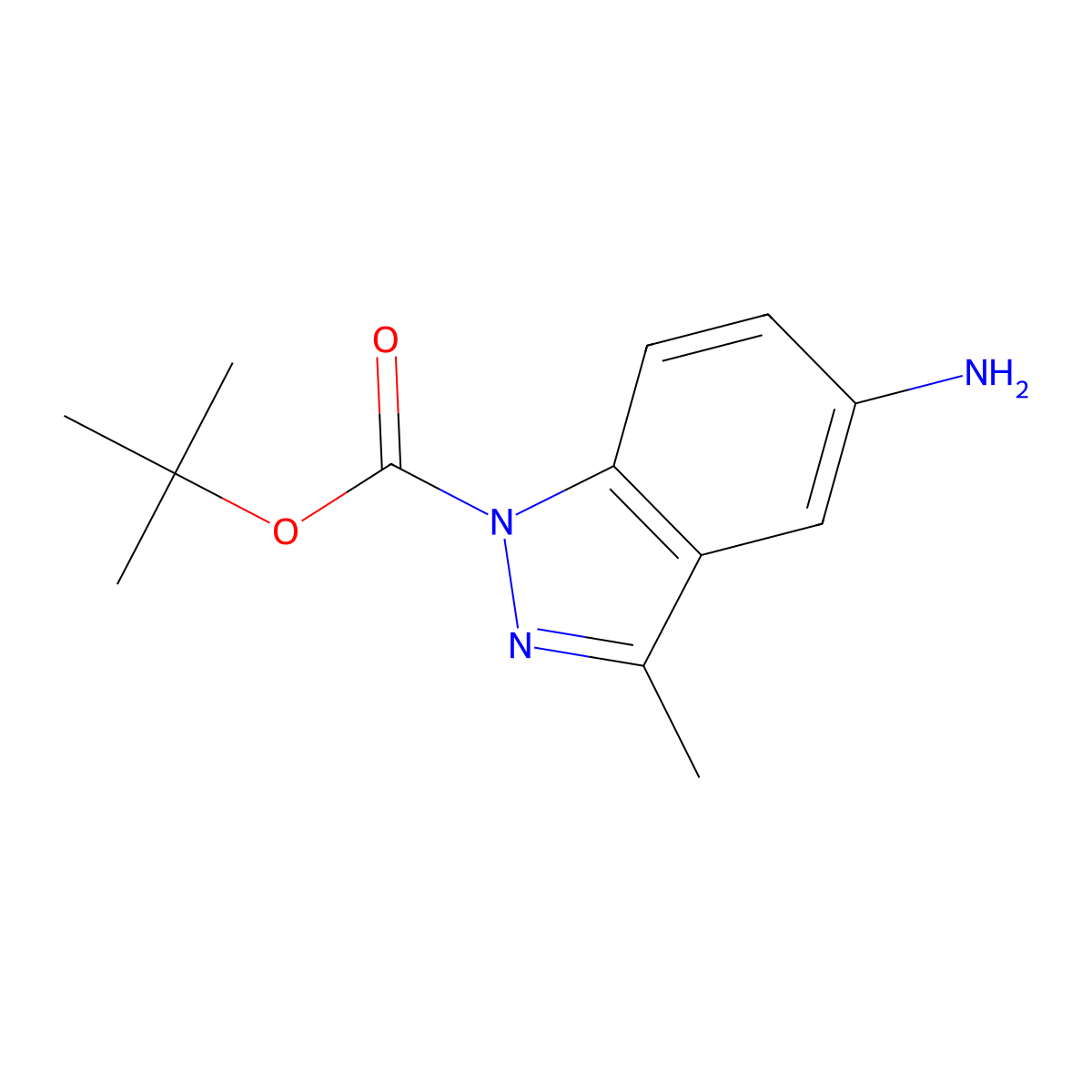 tert-Butyl 5-amino-3-methyl-1H-indazole-1-carboxylate molecular structure, CAS 599183-32-1