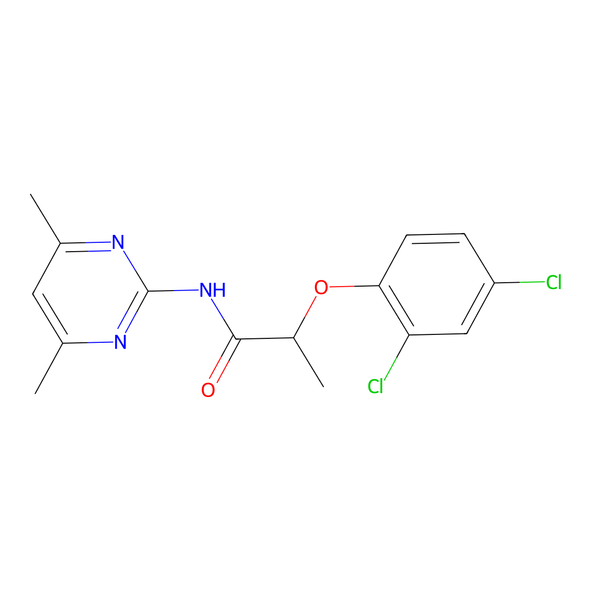 2-(2,4-dichlorophenoxy)-N-(4,6-dimethylpyrimidin-2-yl)propanamide molecular structure, CAS 599186-53-5