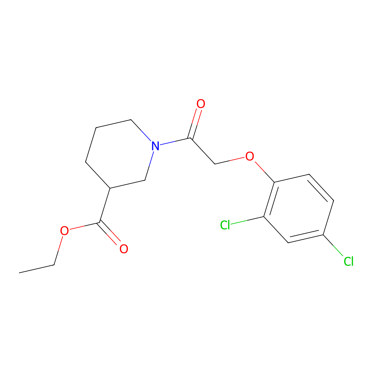 Ethyl 1-[2-(2,4-dichlorophenoxy)acetyl]piperidine-3-carboxylate molecular structure, CAS 599187-34-5