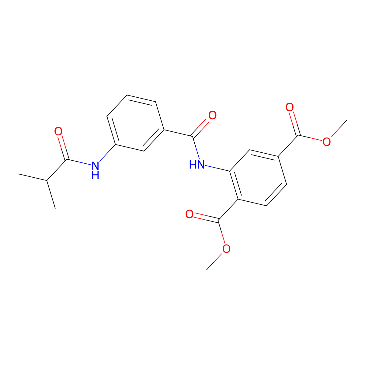 Dimethyl 2-[({3-[(2-methylpropanoyl)amino]phenyl}carbonyl)amino]benzene-1,4-dicarboxylate molecular structure, CAS 599189-20-5