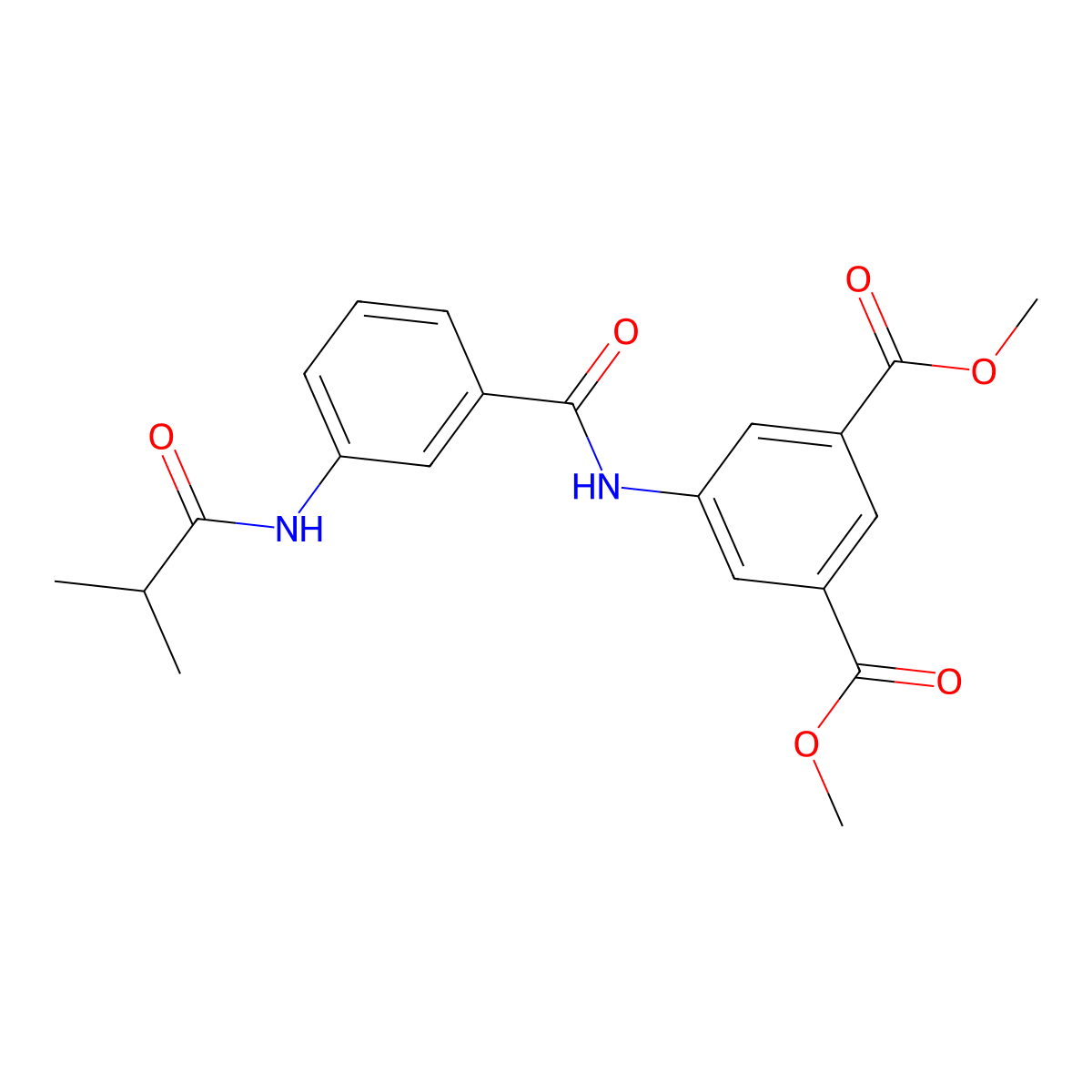 Dimethyl 5-[({3-[(2-methylpropanoyl)amino]phenyl}carbonyl)amino]benzene-1,3-dicarboxylate molecular structure, CAS 599189-40-9