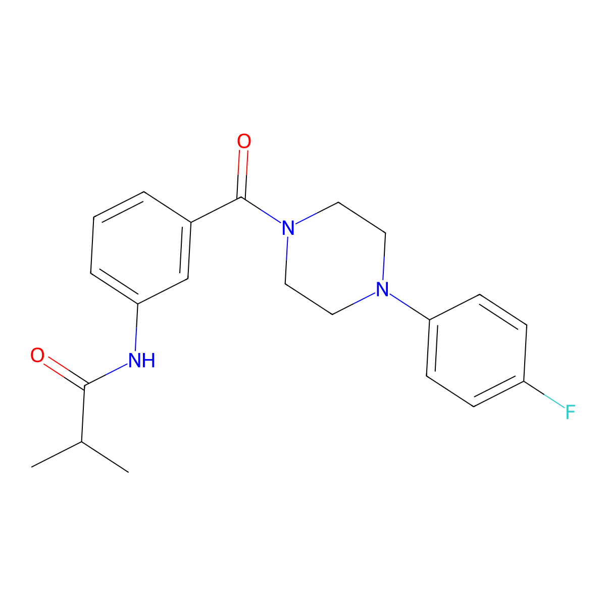 N-[3-[4-(4-fluorophenyl)piperazine-1-carbonyl]phenyl]-2-methylpropanamide molecular structure, CAS 599189-45-4