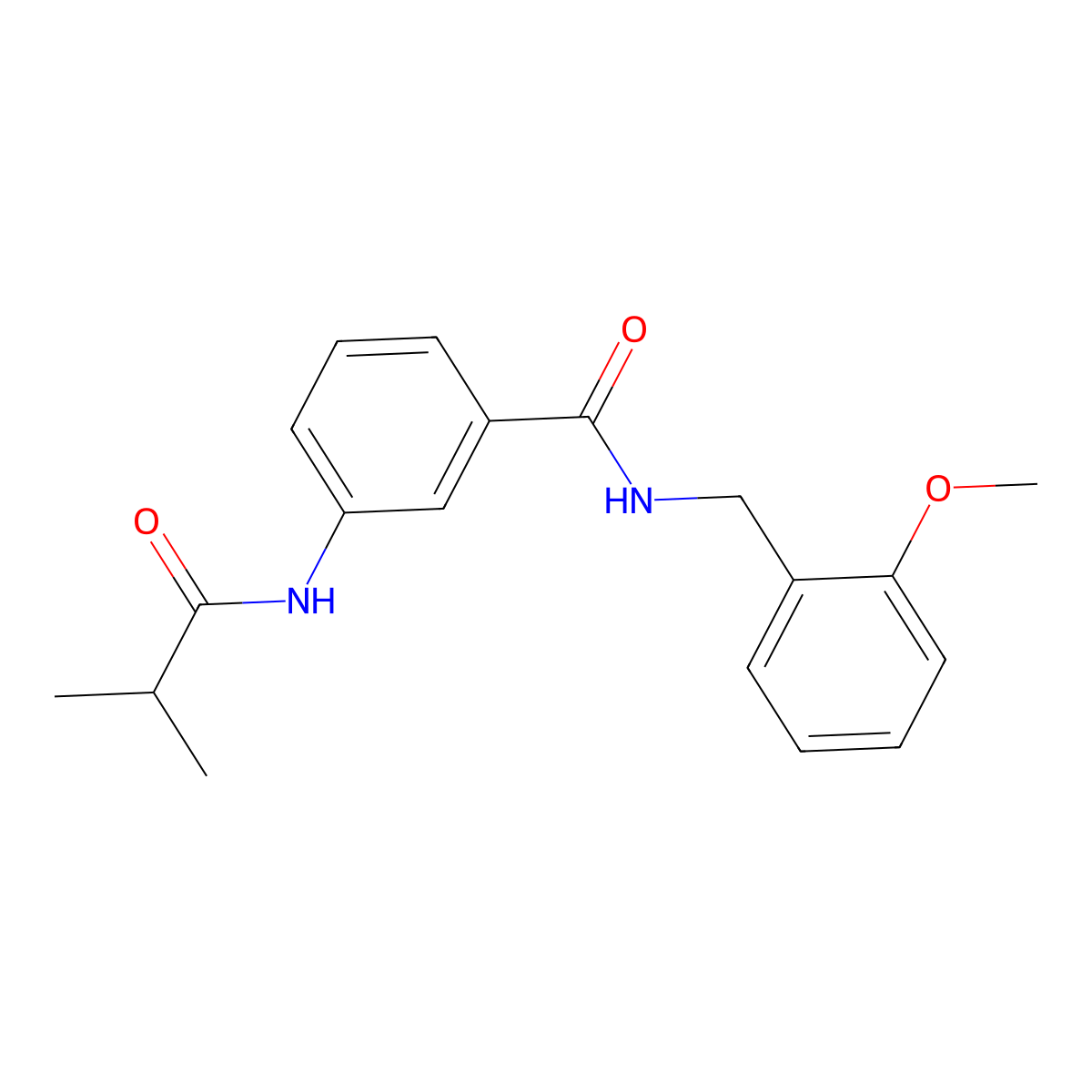 N-(2-methoxybenzyl)-3-[(2-methylpropanoyl)amino]benzamide molecular structure, CAS 599189-47-6
