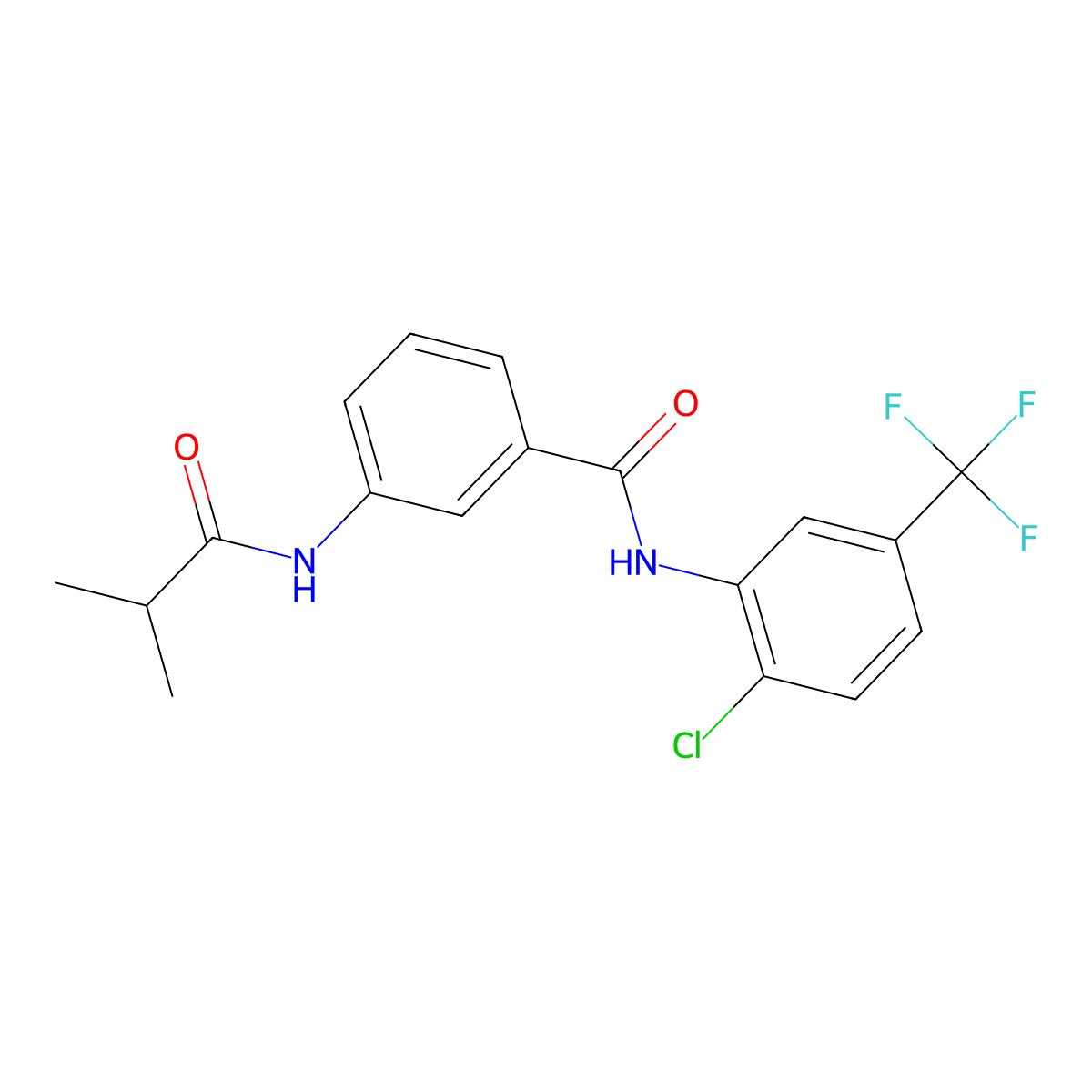 N-[2-chloro-5-(trifluoromethyl)phenyl]-3-(2-methylpropanoylamino)benzamide molecular structure, CAS 599189-50-1