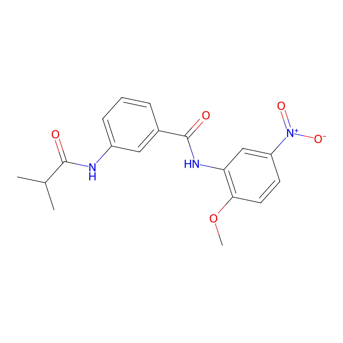 N-(2-methoxy-5-nitrophenyl)-3-(2-methylpropanoylamino)benzamide molecular structure, CAS 599189-82-9