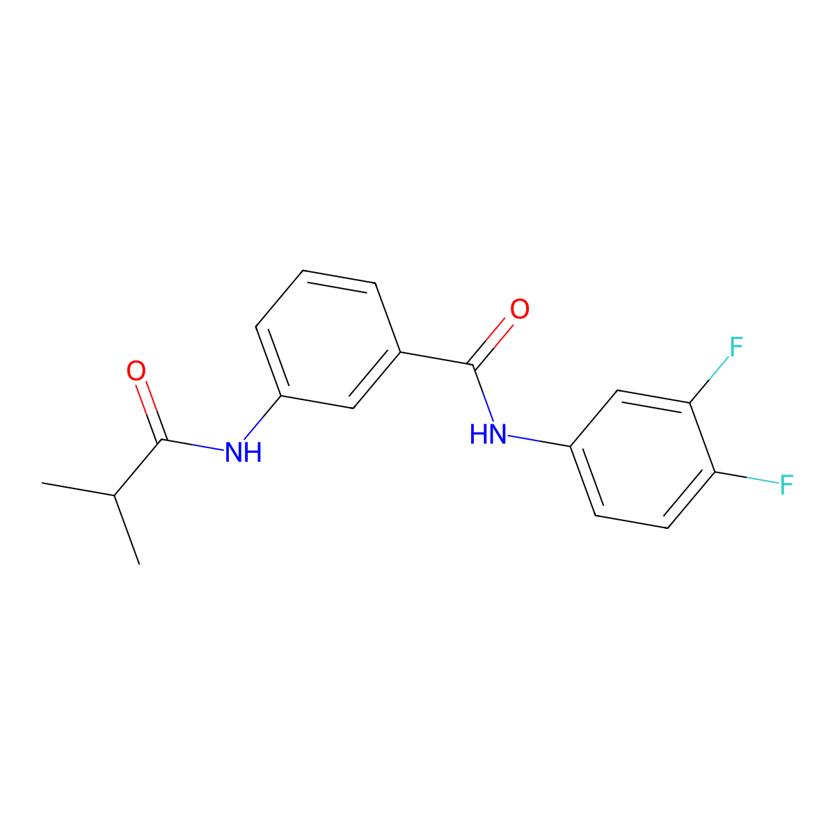 N-(3,4-difluorophenyl)-3-(2-methylpropanoylamino)benzamide molecular structure, CAS 599189-86-3