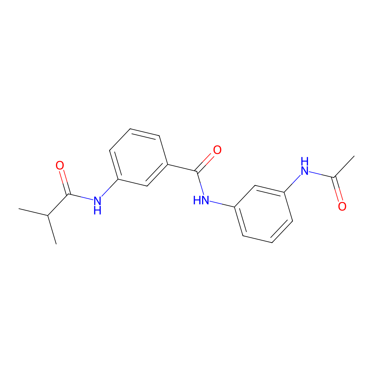 N-(3-acetamidophenyl)-3-(2-methylpropanoylamino)benzamide molecular structure, CAS 599190-06-4