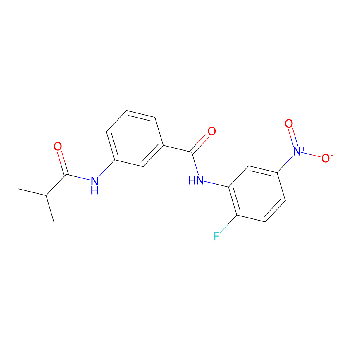 N-(2-fluoro-5-nitrophenyl)-3-(isobutyrylamino)benzamide molecular structure, CAS 599190-07-5