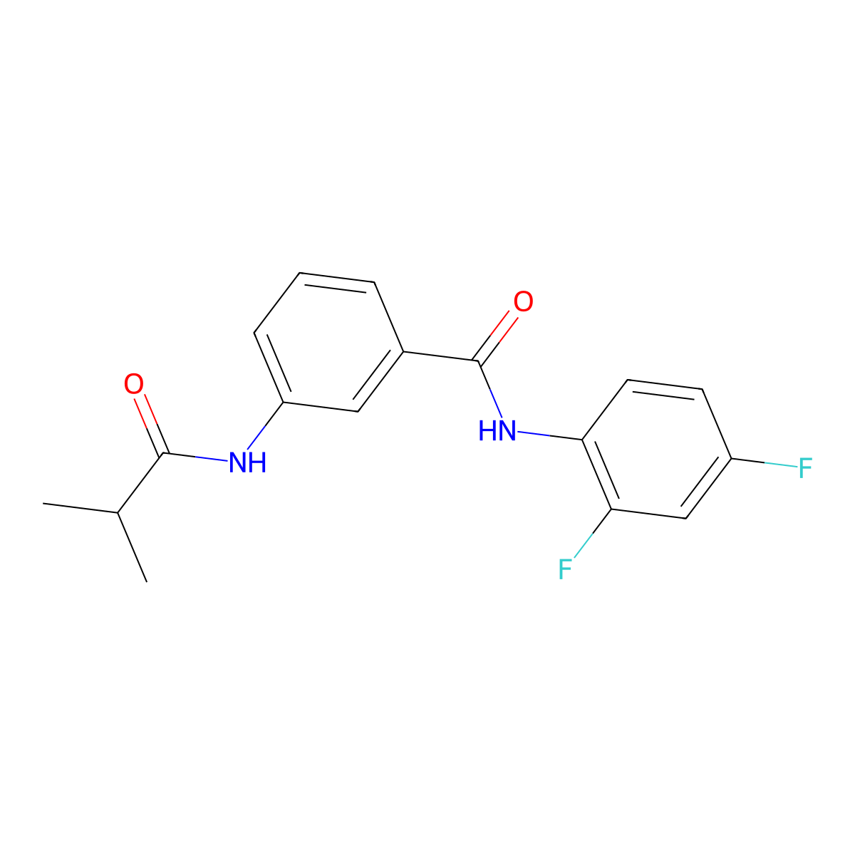 N-(2,4-difluorophenyl)-3-(2-methylpropanoylamino)benzamide molecular structure, CAS 599190-08-6