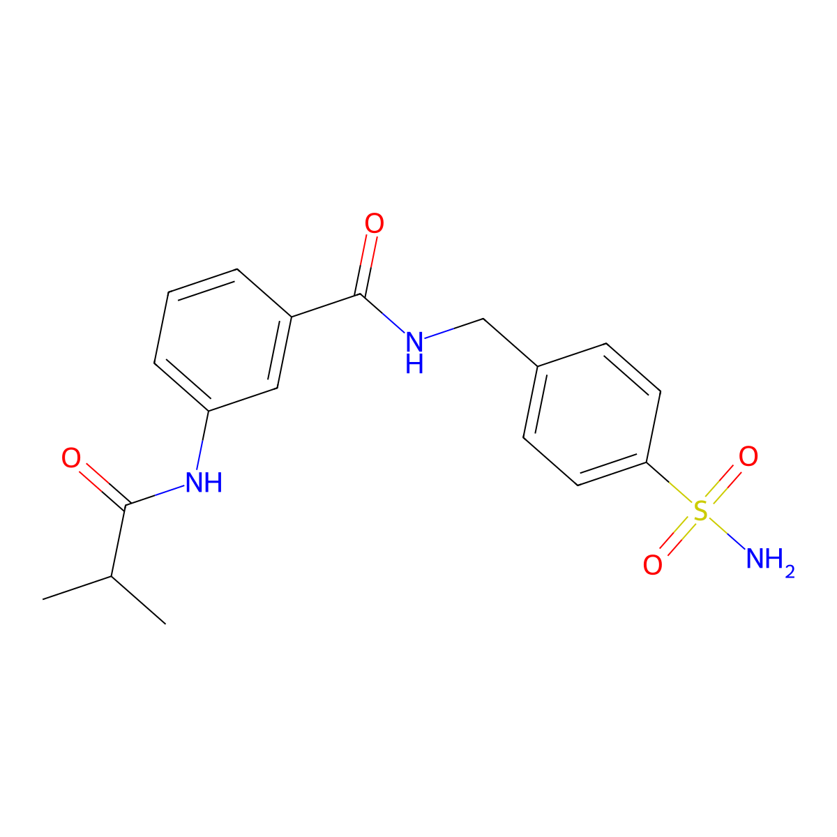 3-(2-methylpropanoylamino)-N-[(4-sulfamoylphenyl)methyl]benzamide molecular structure, CAS 599190-43-9