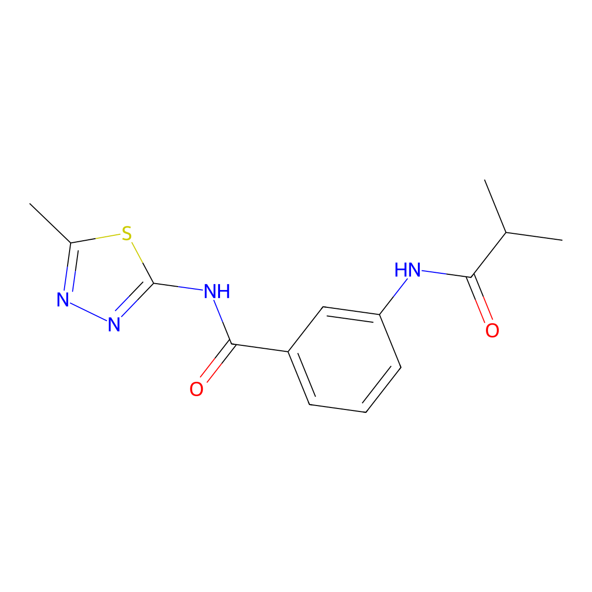 3-Isobutyrylamino-N-(5-methyl-[1,3,4]thiadiazol-2-yl)-benzamide molecular structure, CAS 599190-51-9