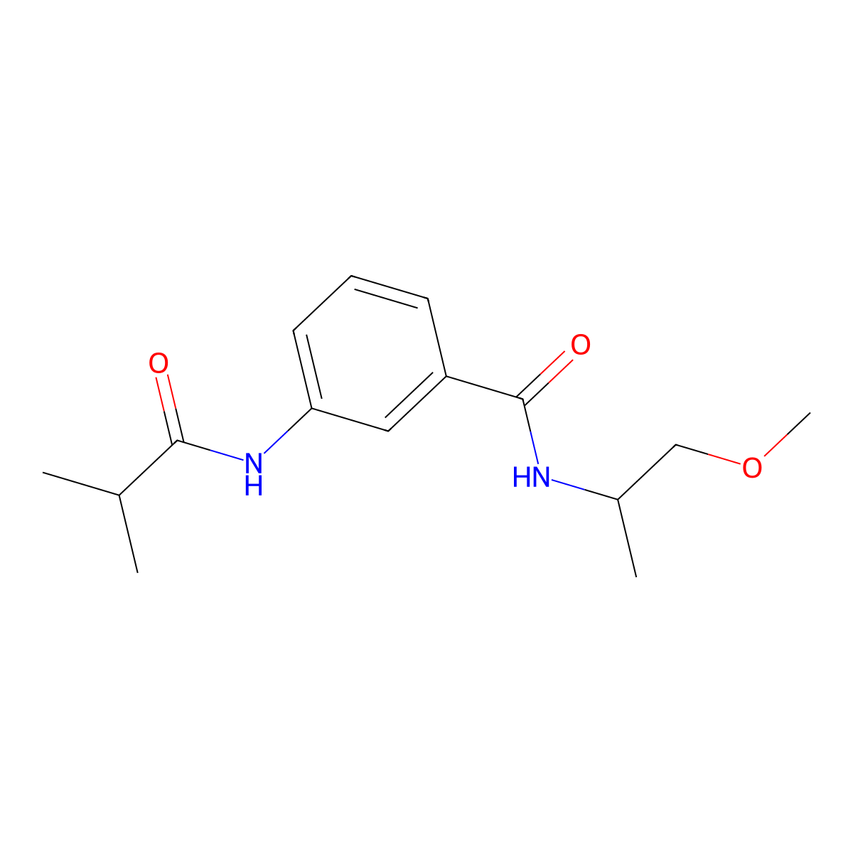 N-(1-methoxypropan-2-yl)-3-(2-methylpropanoylamino)benzamide molecular structure, CAS 599190-55-3