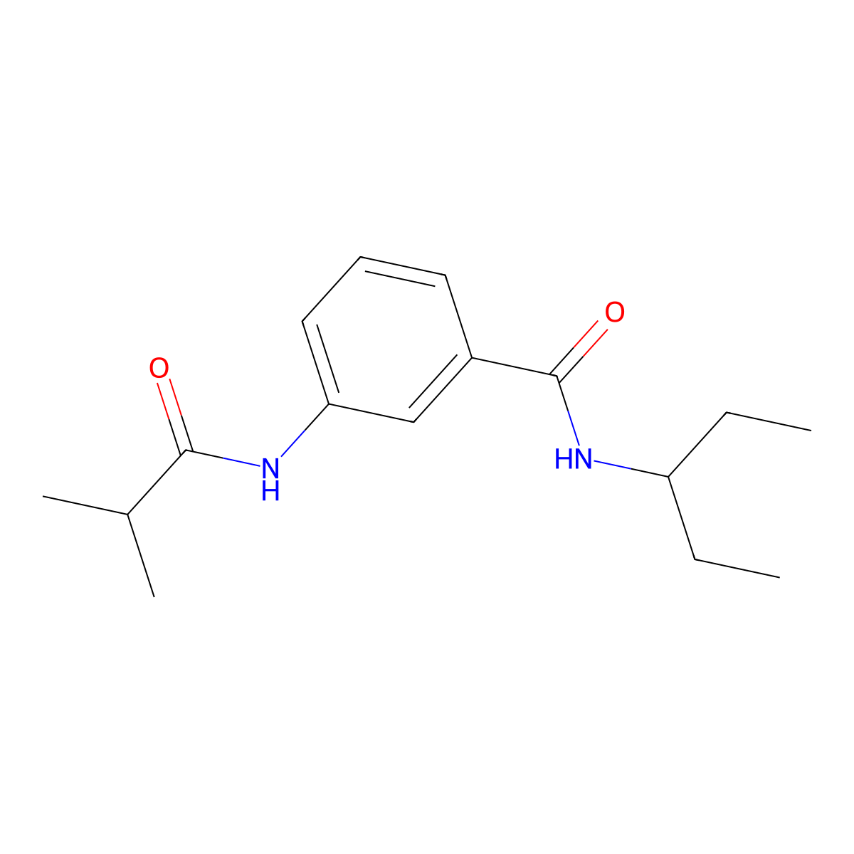 N-(1-ethylpropyl)-3-(isobutyrylamino)benzamide molecular structure, CAS 599190-61-1