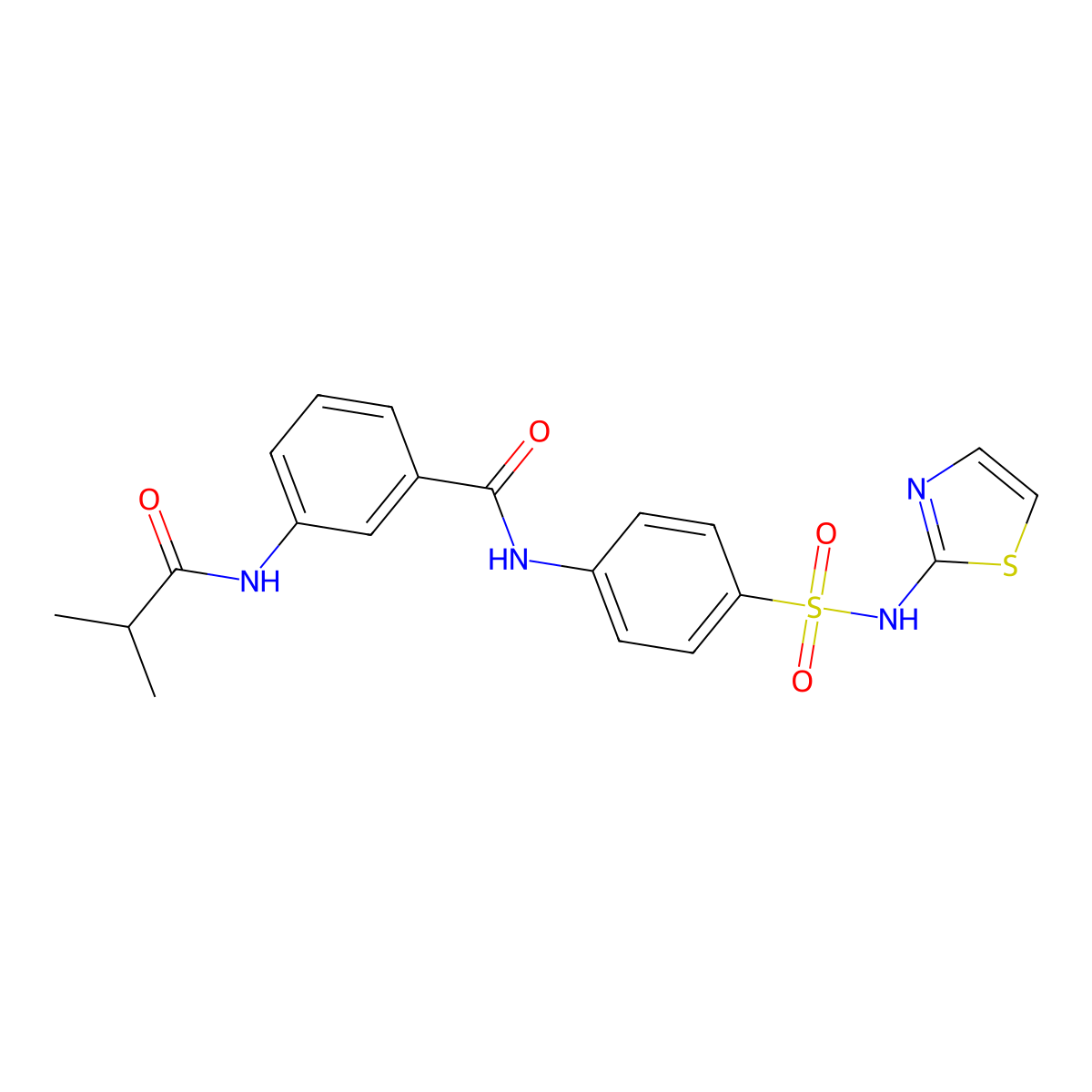 3-Isobutyrylamino-N-[4-(thiazol-2-ylsulfamoyl)-phenyl]-benzamide molecular structure, CAS 599190-80-4