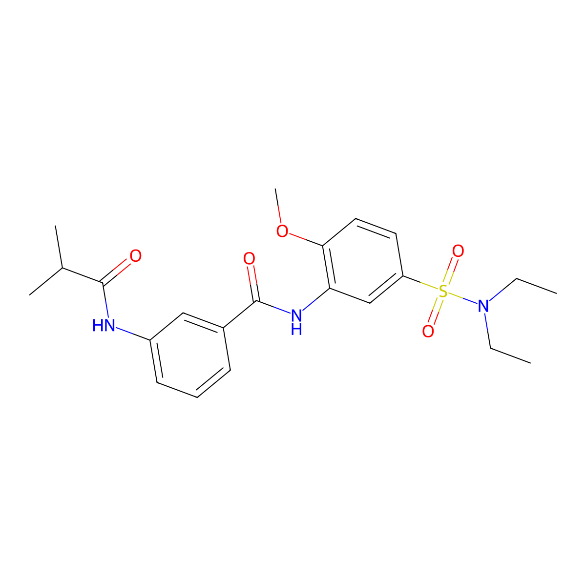 N-[5-(diethylsulfamoyl)-2-methoxyphenyl]-3-(2-methylpropanoylamino)benzamide molecular structure, CAS 599190-84-8