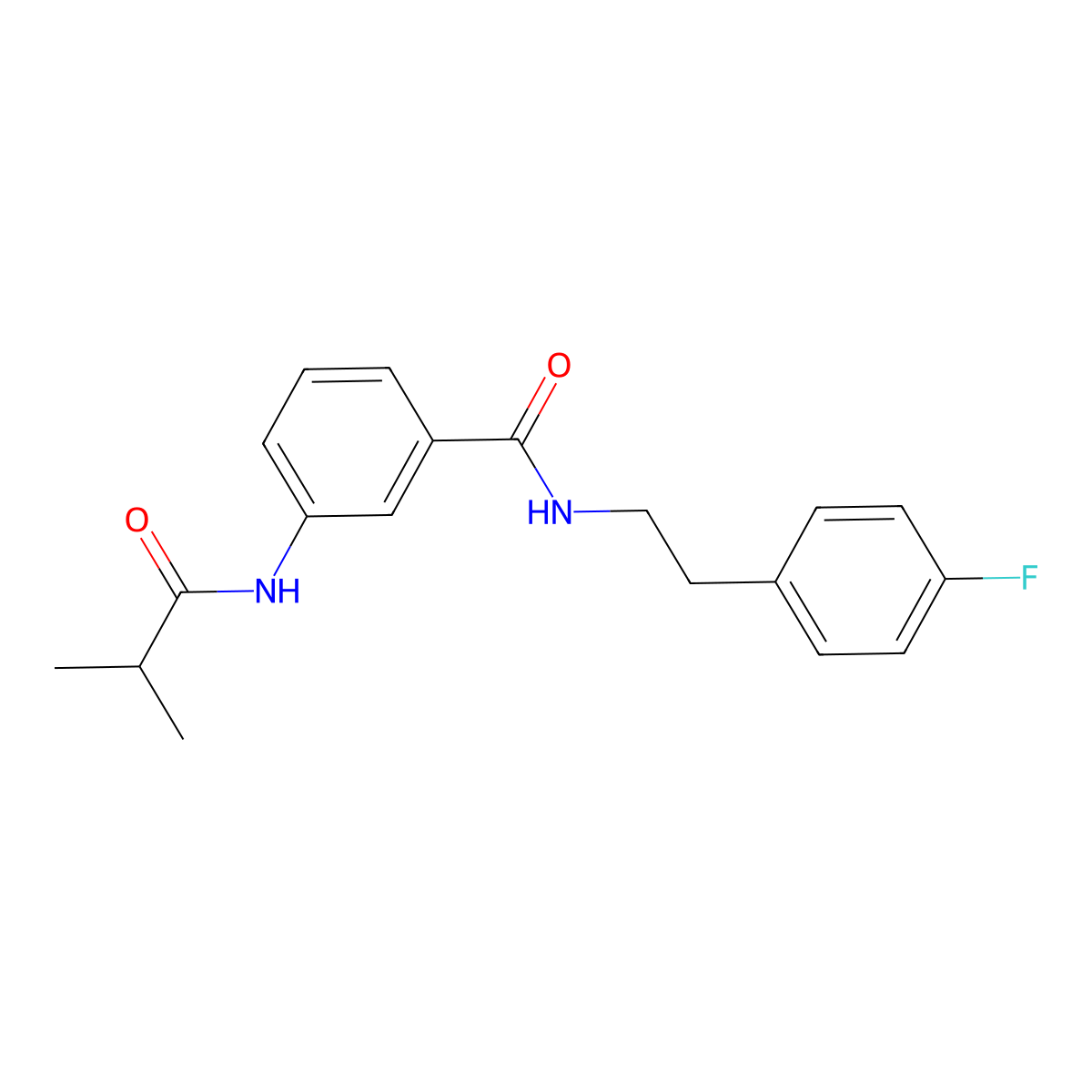 N-[2-(4-fluorophenyl)ethyl]-3-(2-methylpropanoylamino)benzamide molecular structure, CAS 599190-90-6