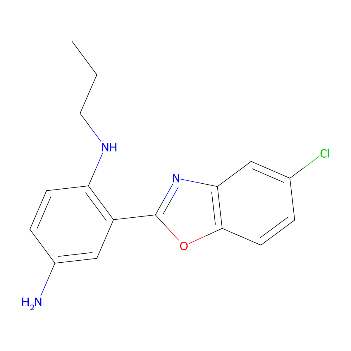 2-(5-Chlorobenzo[d]oxazol-2-yl)-N1-propylbenzene-1,4-diamine molecular structure, CAS 599203-16-4