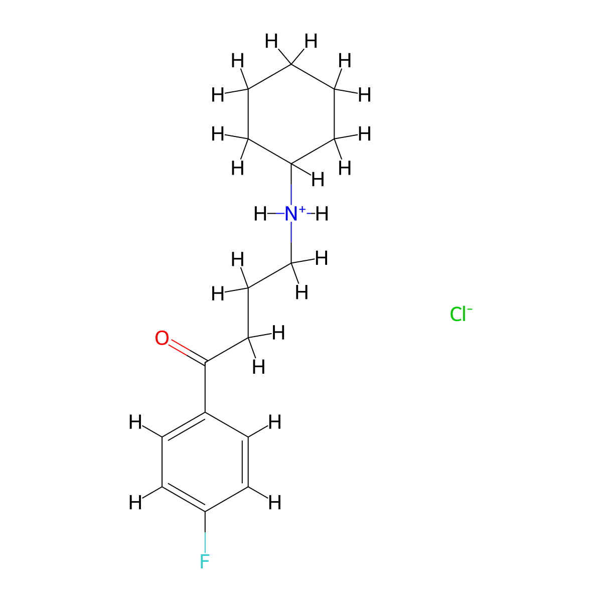 4-(Cyclohexylamino)-1-(4-fluorophenyl)butan-1-one--hydrogen chloride (1/1) molecular structure, CAS 59921-78-7
