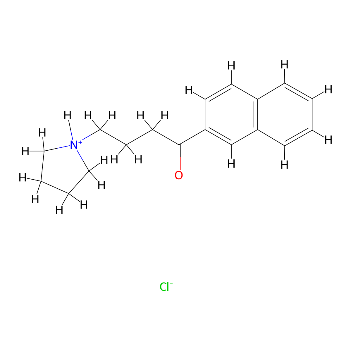 1-(Naphthalen-2-yl)-4-(pyrrolidin-1-yl)butan-1-one--hydrogen chloride (1/1) molecular structure, CAS 59921-88-9