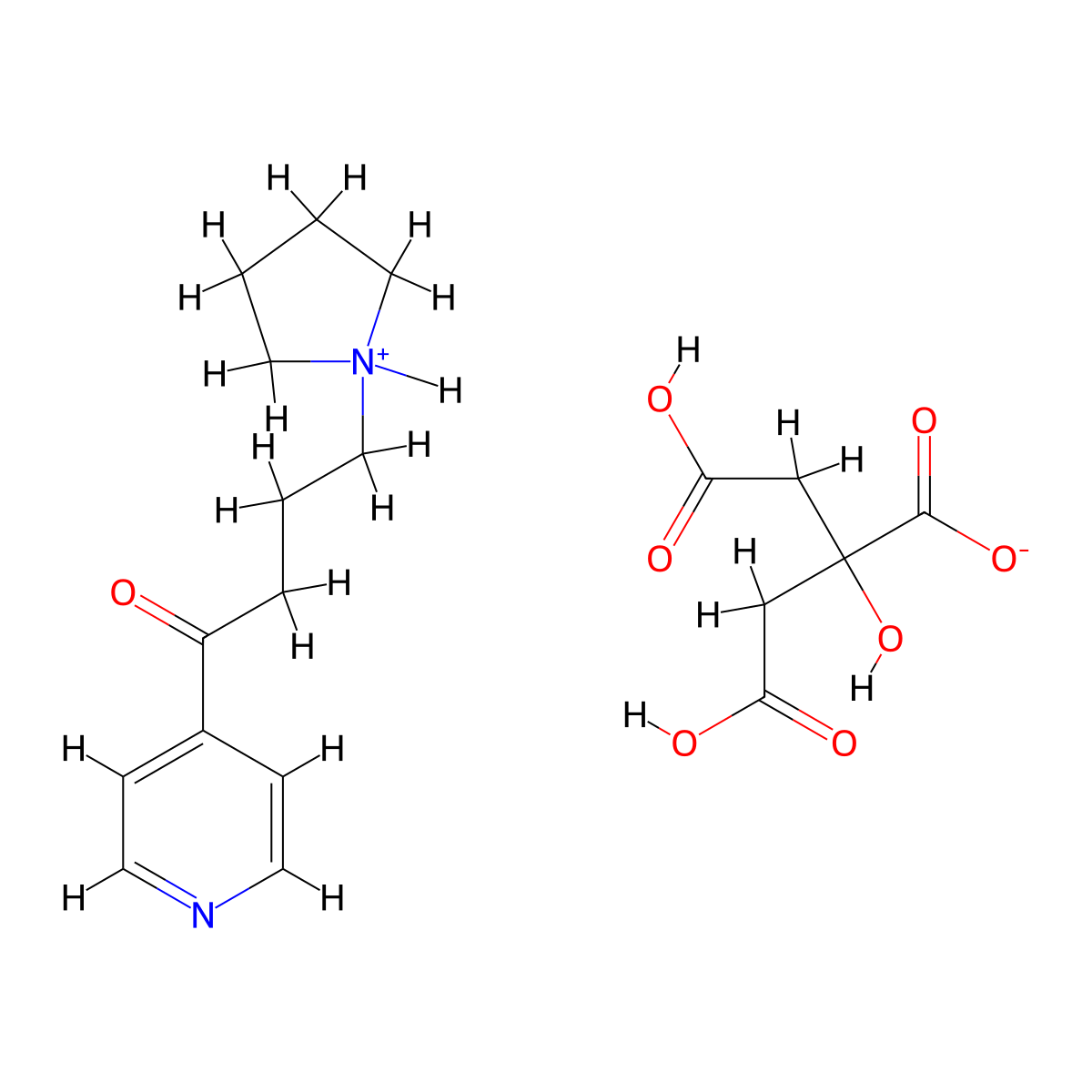 1-Butanone, 1-(4-pyridyl)-4-(1-pyrrolidinyl)-, citrate molecular structure, CAS 59921-92-5