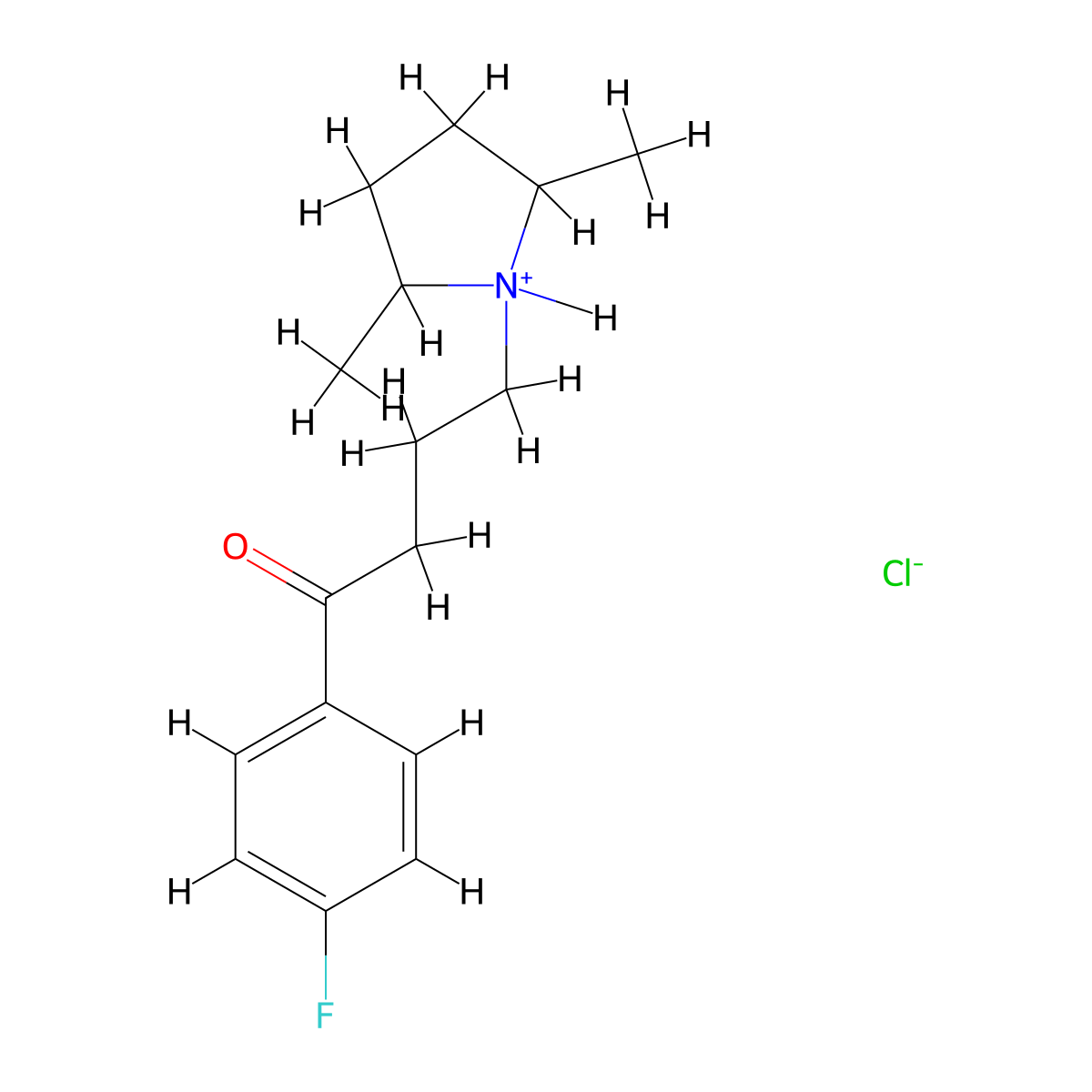 Butyrophenone, 4-(2,5-dimethyl-pyrrolidinyl)-4'-fluoro-, hydrochloride molecular structure, CAS 59921-93-6